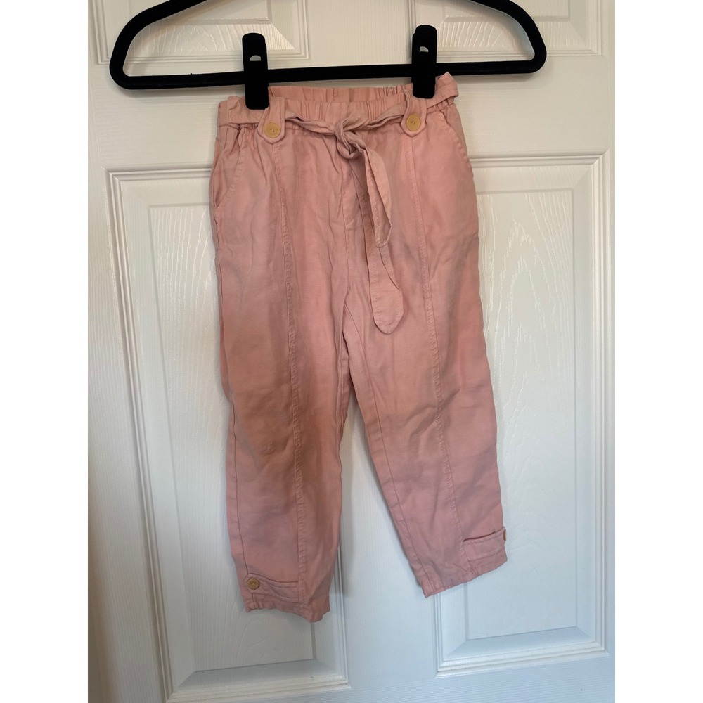 Zara Kids Pink Paperbag Waist Tie Belt Pants Trousers Size 3-4 Years
